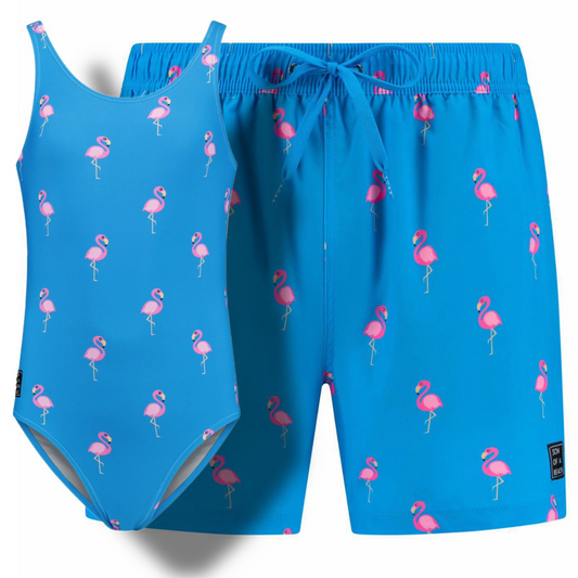 Flamingo, Royal Blue, Vader en dochter zwemkleding