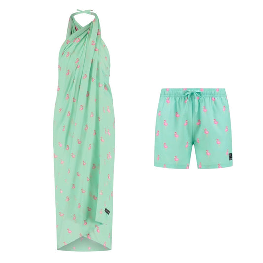 Flamingo, Groen, Moeder en zoon zwemkleding