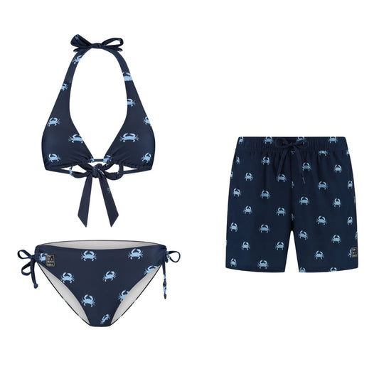 Krab, Blauw, Moeder en zoon bikini/zwembroek