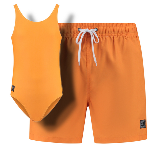 Solid, Oranje, Vader en dochter zwemkleding