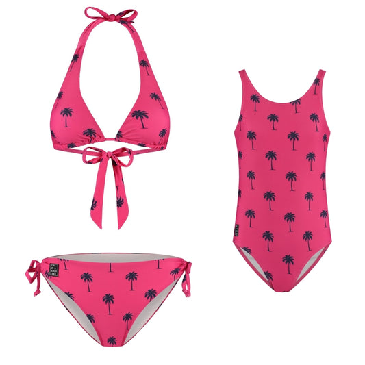 Palmboom, Roze, Moeder en dochter bikini/badpak