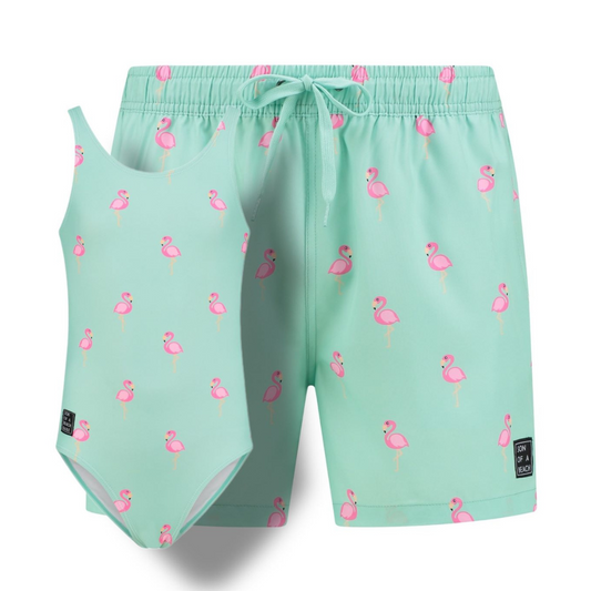 Flamingo, Groen, Vader en dochter zwemkleding