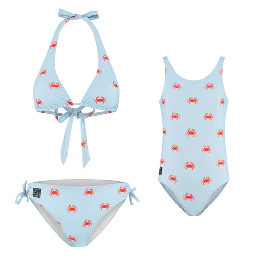 Krab, Licht Blauw, Moeder en dochter bikini/badpak