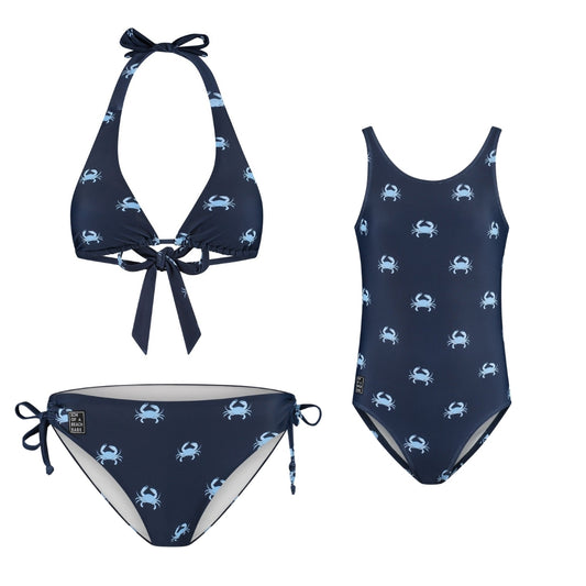 Krab, Blauw, Moeder en dochter bikini/badpak