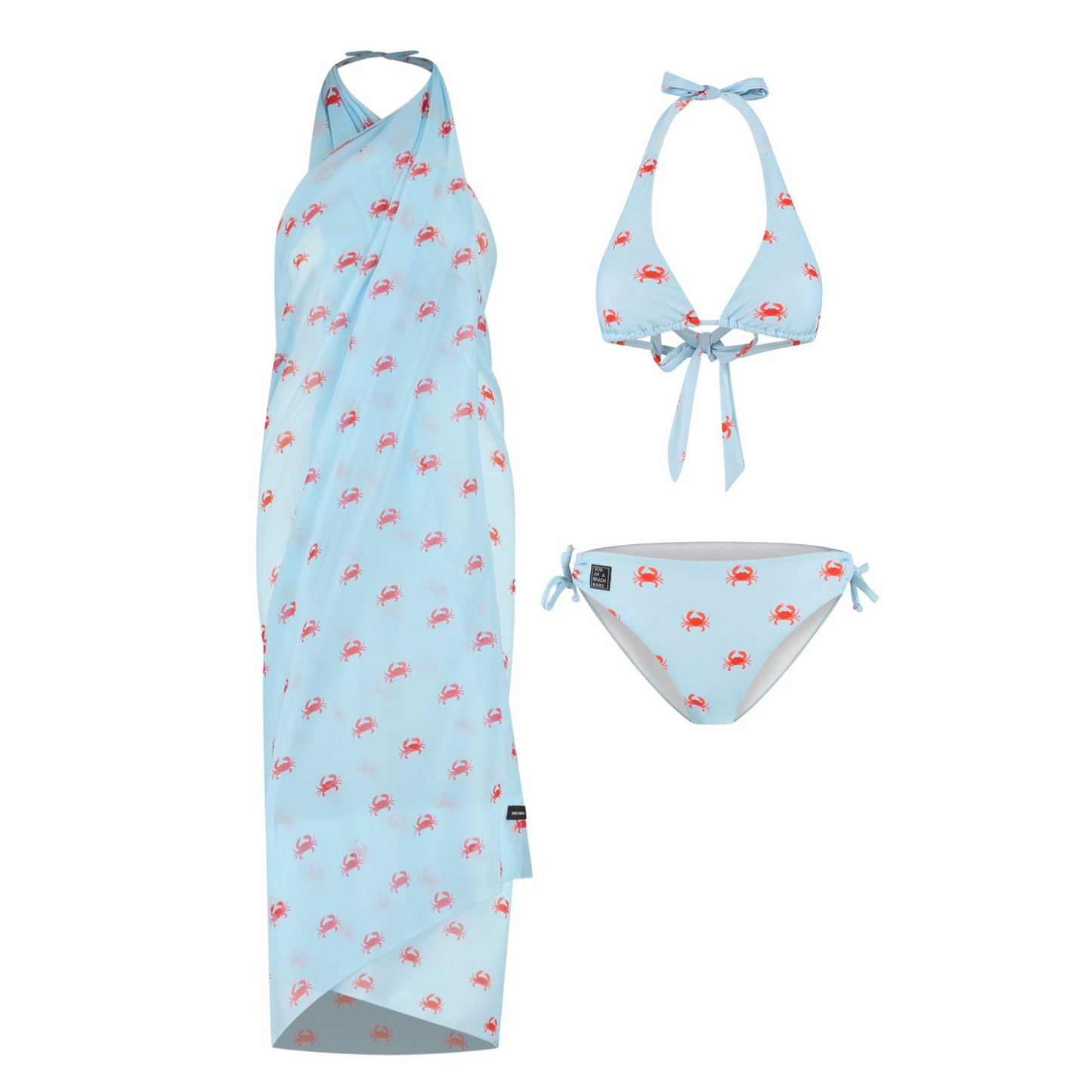 Krab, Licht blauw, Dames Bikini/omslagdoek