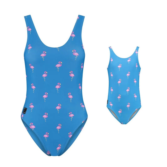 Flamingo, Royal Blue, Moeder en dochter badpak