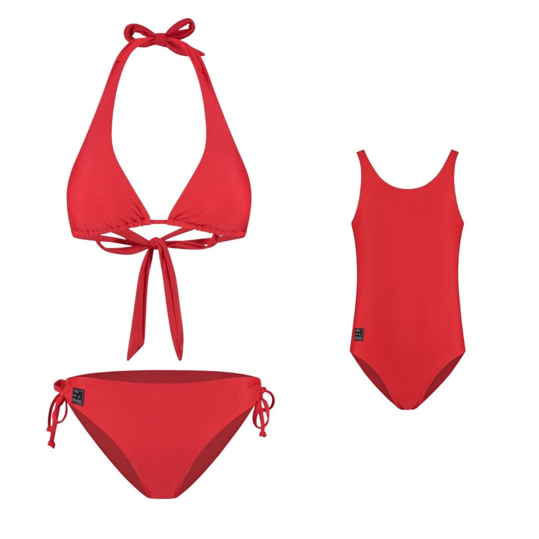 Solid, Rood, Moeder en dochter bikini/badpak