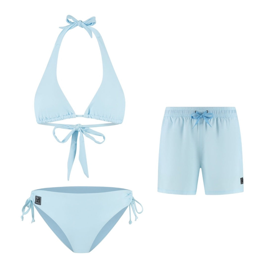 Solid, Licht blauw, Moeder en zoon bikini/zwembroek